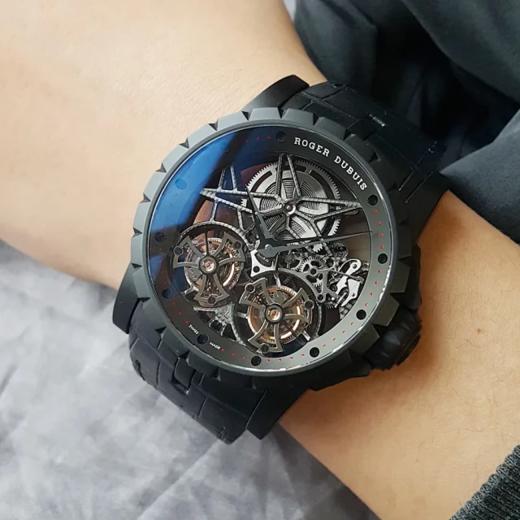【98新正品】Roger Dubuis罗杰杜彼王者系列钛金属45mm双陀飞轮手动机械机芯男表271223LV03 商品图5