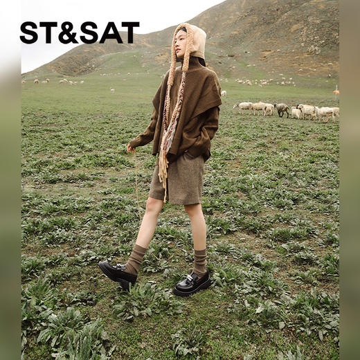 星期六英伦学院风复古擦色乐福鞋SSC3111119 商品图1