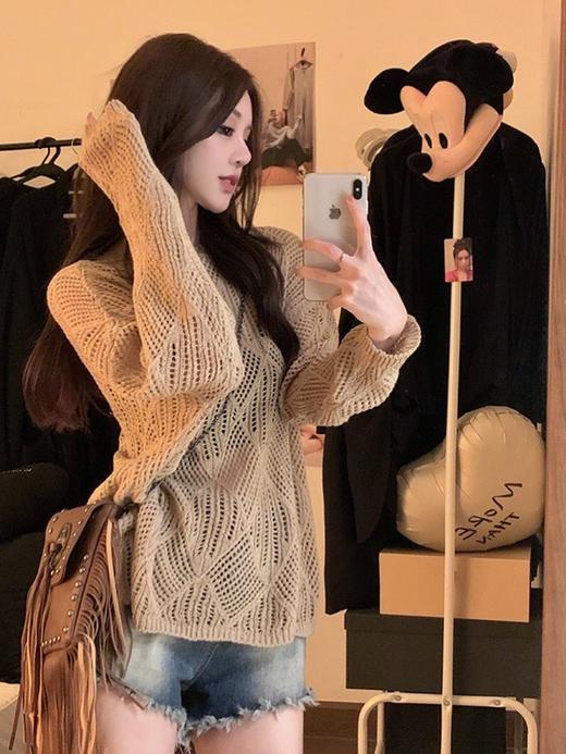 休闲针织罩衫/菱格镂空针织罩/设计感美背吊带 商品图3