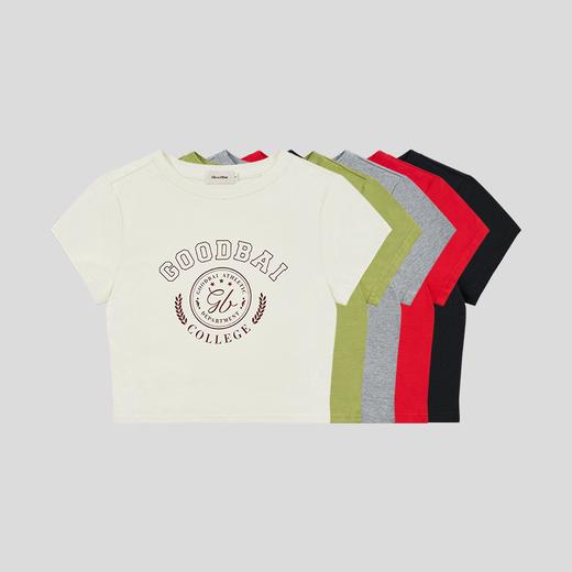 GOODBAI athletic学院logo印花正肩紧身短款T恤 商品图1