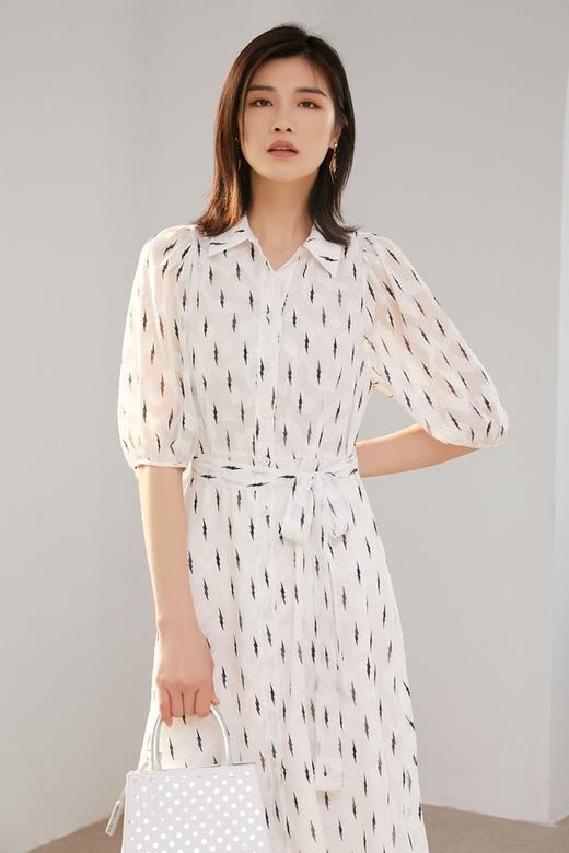 Le Malene 白色灯笼袖闪电图案连衣裙 13373 商品图1