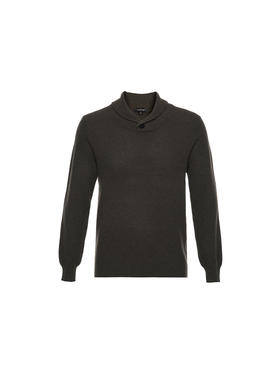 callisto“绒”系列绿色绵羊毛混纺长袖毛衣