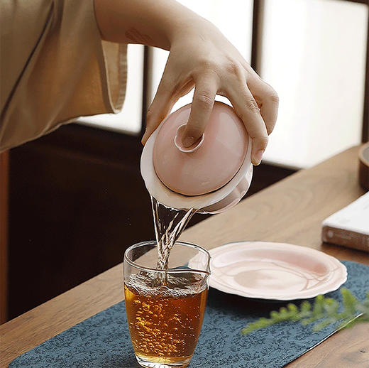 沁茶悦旅丨樱花三才盖碗 瓷 茶具 泡茶 175ml 粉黛/玉白 商品图4