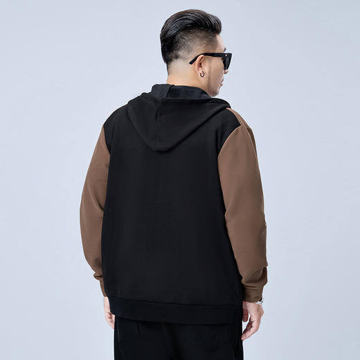 【新款DMH】大依优型大码连帽开衫卫衣外套拼接男宽松加肥加大码上衣夹克运动潮流 商品图2