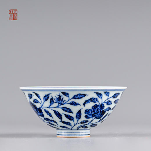 寒香慕古元青花花卉斗笠杯 商品图0