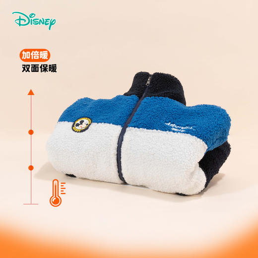 迪士尼童装男童羊羔绒保暖外套春秋冬季中大童帅气撞色学院风外套ZD4DS002 商品图3