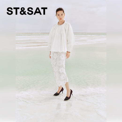 星期六高级感马毛拼接尖头细高跟SSC3111158 商品图4