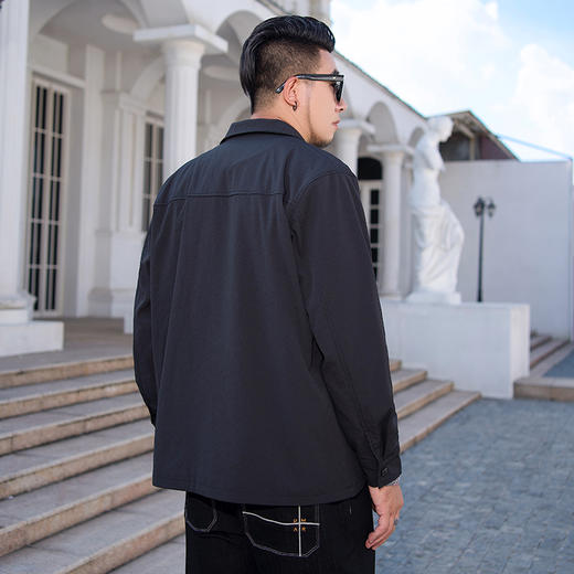 【新款DMH】大依优型大码翻领衬衫外套男宽松加肥加大码上衣夹克运动潮流 商品图1