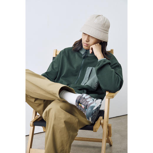 吃茶去chichaqu2024宽松拼色立领卫衣全棉复古休闲运动百搭 商品图1