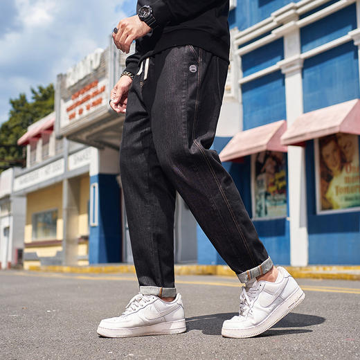 【新款DMH】大依优型大码松紧腰牛仔裤加肥加大宽松男士胖子300斤显瘦潮流弹力舒适 商品图2