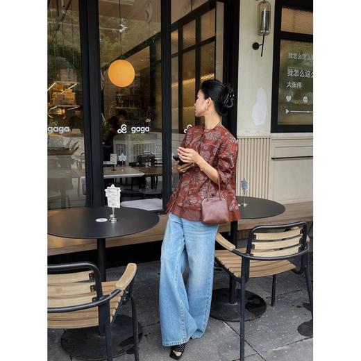 【包邮发顺丰】55224 洛诗琳夏季新款香云纱工艺100%真丝欧根缎剪花上衣 KTT368 商品图1