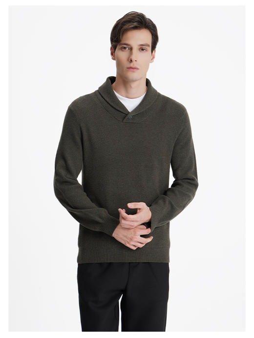 callisto“绒”系列绿色绵羊毛混纺长袖毛衣 商品图2