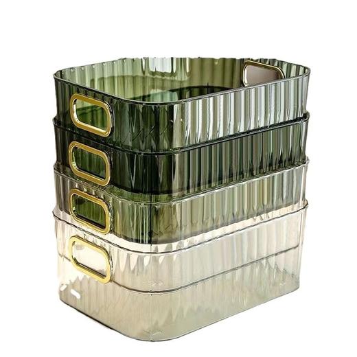 开学季【高颜值轻奢收纳盒】加厚PET材质 结实稳固耐用！通透质感 轻奢配色 桌面收纳神器！亚克力卧室宿舍衣物杂物茶几零食收纳筐Y 商品图4