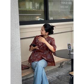 【包邮发顺丰】55224 洛诗琳夏季新款香云纱工艺100%真丝欧根缎剪花上衣 KTT368