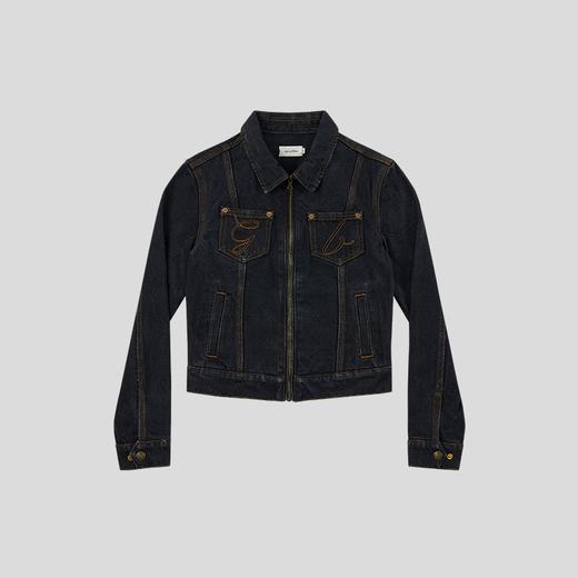 GOODBAI G.B logo刺绣翻领水洗做旧正肩牛仔夹克 商品图3