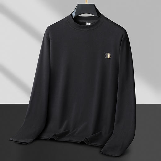 【新款DX】大依优型大码中领打底衫T恤长袖加肥加大休闲运动上衣男打底衫胖子 商品图3