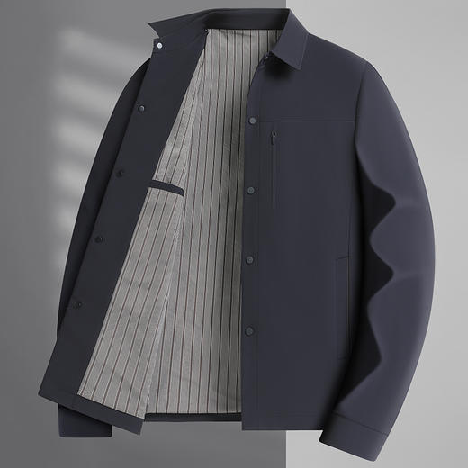 【新款DLC】大依优型大码翻领夹克外套纽扣男商务休闲加肥加大夹克上衣胖子显瘦 商品图2
