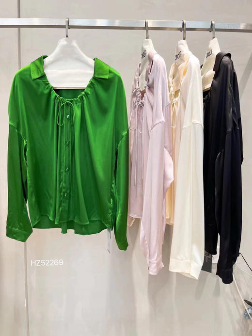【包邮发顺丰】55025 洛诗琳夏季新款重磅26mm真丝斜纹抽绳设计感衬衫 HZ52269 商品图4
