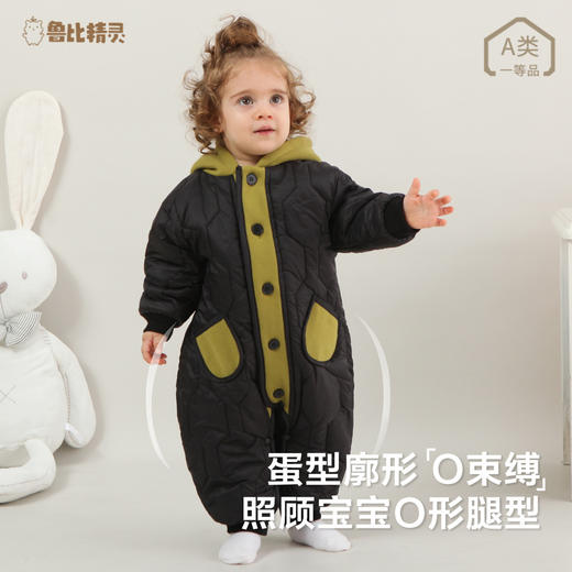 【三层夹棉 保暖蓬松 舒适轻盈】2024年春秋宝宝爬服婴儿夹棉连体衣新生儿加绒加厚外出抱衣棉服 商品图2
