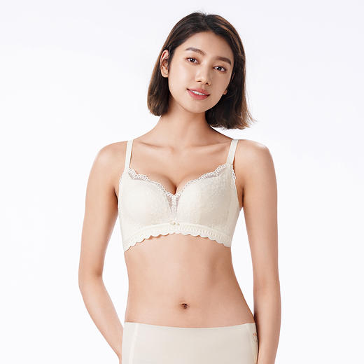 都市丽人内衣自然舒适常规文胸蕾丝中厚文胸3/4杯三排扣无钢圈LBTAA2 商品图1
