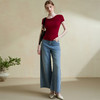【限时折扣】慵懒感基础款短袖T恤女通勤风荡领一字肩两穿上衣V0050554 商品缩略图3