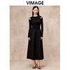 VIMAGE纬漫纪秋季新款气质修身显瘦露肩长袖黑色连衣裙V2207815 商品缩略图4