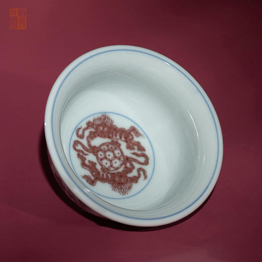 寒香慕古明釉里红缠枝莲压手杯 商品图1