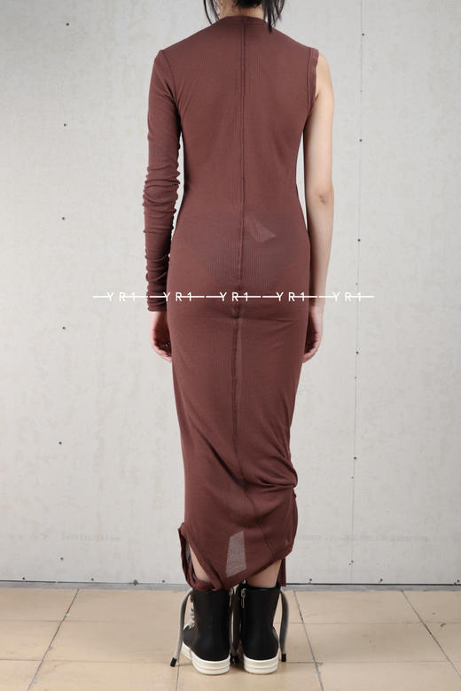 Rick Owens | 砖红色粘胶丝罗纹针织香蕉上衣连衣裙 商品图4