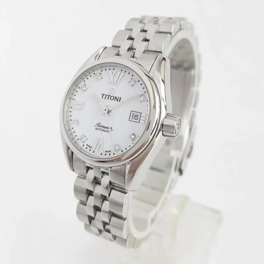 【9新正品】TITONI 梅花空中霸王系列精钢27MM日期显示自动机械机芯23909 S-063 现售价：999！160823NJS05+ 商品图1