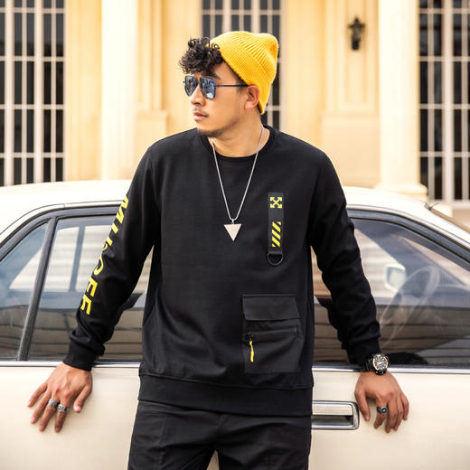 【新款DMH】大依优型大码男装圆领卫衣简约宽松上衣男士胖子打底衫300斤 商品图0