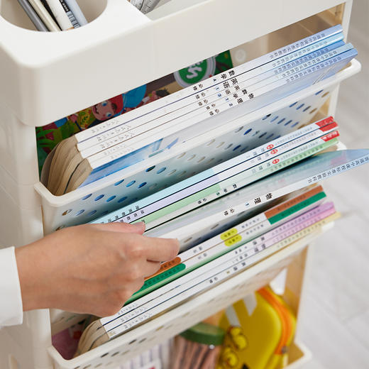 书本收纳架 合理归纳空间，多功能分区收纳，物品触手可及无需翻找 ，五层收纳：书册、水杯、文具都能装，大约可容纳60本书！ 商品图3