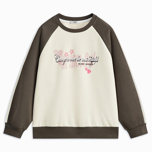 【MQD】童装女大童春新款学院风休闲亲肤运动撞色宽松圆领卫衣 商品图0