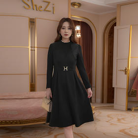 8/16奢姿大码女装2024秋季拼接连衣裙胖妹妹五金配饰小立领时尚裙子9943855008