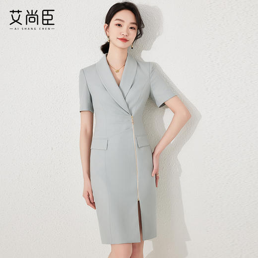 艾尚臣职业连衣裙2024新款女夏季短袖高端时尚正式场合修身工作服 商品图4