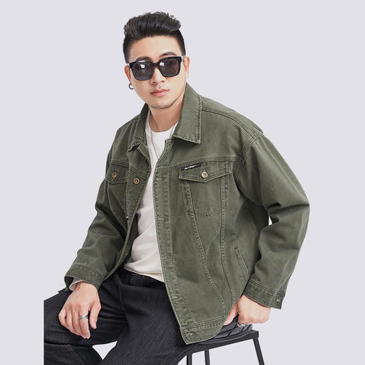 【新款DMH】大依优型大码翻领牛仔外套男宽松加肥加大码上衣夹克运动潮流 商品图2