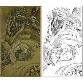 吕纪花鸟工笔画白描底稿《四季花鸟图》临摹勾线高清打印稿MD13