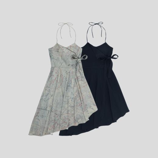 GOODBAI 吊带交叉假两件不规则下摆连衣长裙 商品图1