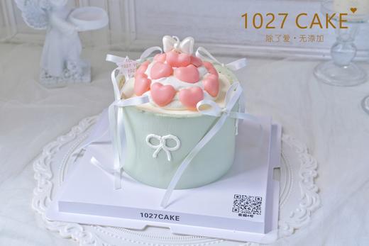 1027CAKE |  少女心蛋糕  爱心蜡烛  蝴蝶结丝带 商品图1