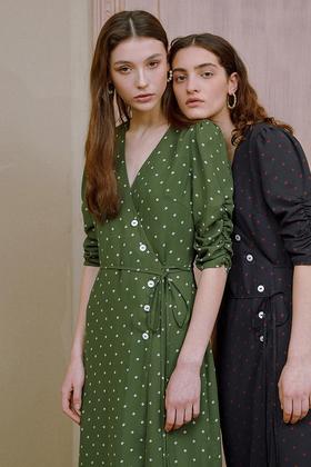 SIMPLE RETRO 法式复古碎花V领茶歇裙 13375