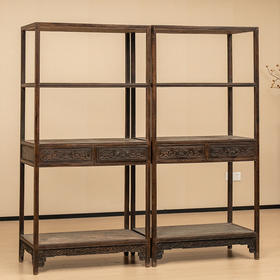 清早期 紫檀全敞式三层架格（一对）