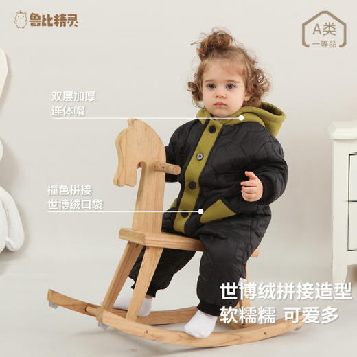 【三层夹棉 保暖蓬松 舒适轻盈】2024年春秋宝宝爬服婴儿夹棉连体衣新生儿加绒加厚外出抱衣棉服 商品图3
