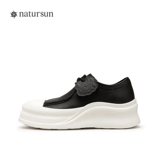 natursun时尚牛津鞋圆头厚底绑带单鞋舒适通勤德训鞋女N24450821 商品图2