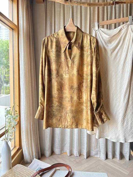 【包邮发顺丰】54742 洛诗琳夏季新款美拉德色系山水秘境真丝套头式衬衫 KDN0528 商品图4