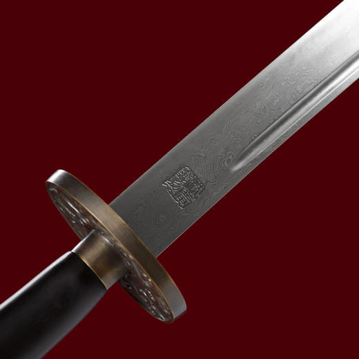 三皇太极刀花纹钢 高端定制太极刀 龙泉沈广隆宝剑 未开刃 商品图4