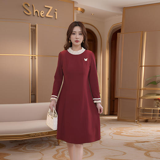 8/16奢姿大码女装2024秋季减龄蝴蝶结装饰连衣裙胖妹妹花边时尚裙子9943855041 商品图0