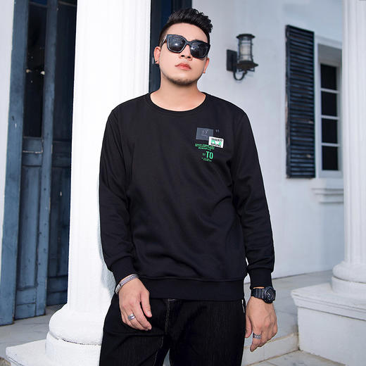 【新款DMH】大依优型大码男装圆领卫衣简约宽松上衣男士胖子打底衫300斤 商品图6