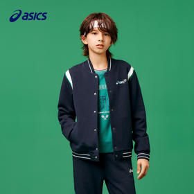 ASICS/亚瑟士童装2024年秋季棒球衫撞色拼接针织外套经典网球运动