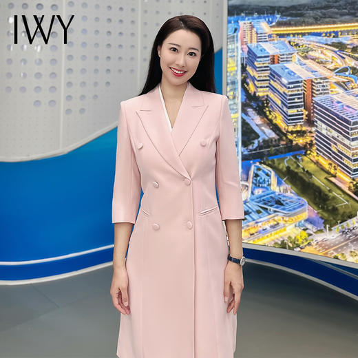 IWY/粉色演讲比赛服装女高级播音艺考主持正式场合气质西装连衣裙Q13206 商品图3
