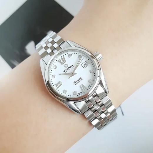 【9新正品】TITONI 梅花空中霸王系列精钢27MM日期显示自动机械机芯23909 S-063 现售价：999！160823NJS05+ 商品图9