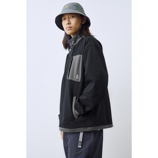 吃茶去chichaqu2024宽松拼色立领卫衣全棉复古休闲运动百搭 商品图3